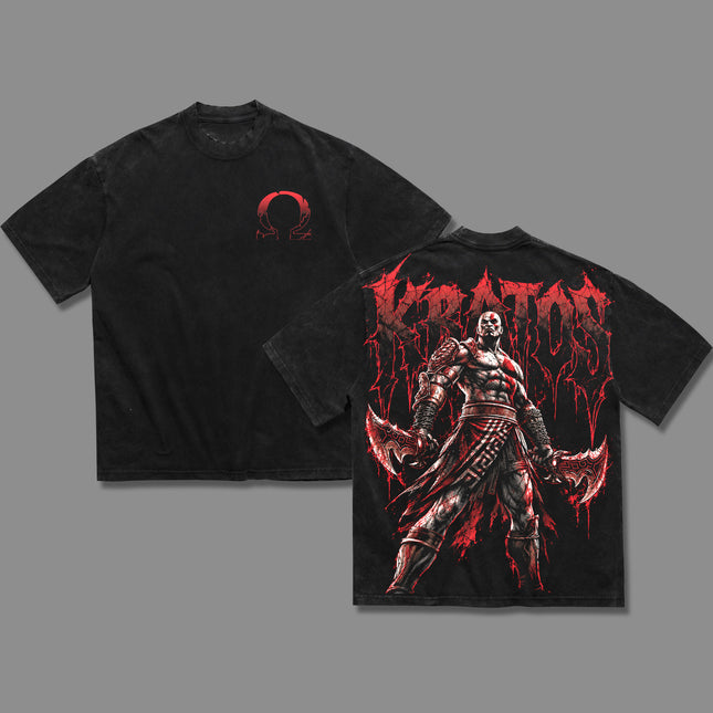 Kratos God of War V2 Washed T-Shirt,Washed Hoodie 100%