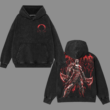 Kratos God of War V2 Washed T-Shirt,Washed Hoodie 100%