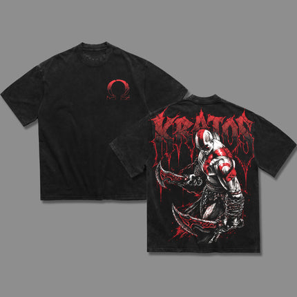 Kratos God of War V3 Washed T-Shirt,Washed Hoodie 100%