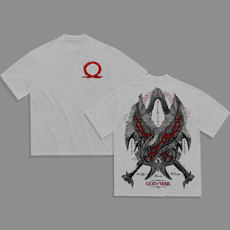 Blade of Chaos Kratos God of War Washed T-Shirt,Washed Hoodie 100%