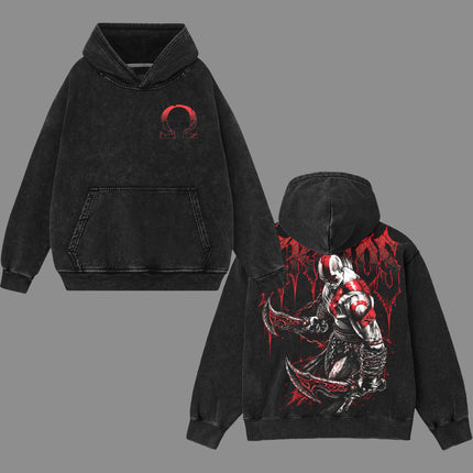 Kratos God of War V3 Washed T-Shirt,Washed Hoodie 100%