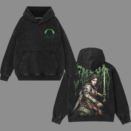 Freya God of War Ragnarok Washed T-Shirt, Washed Hoodie 100%