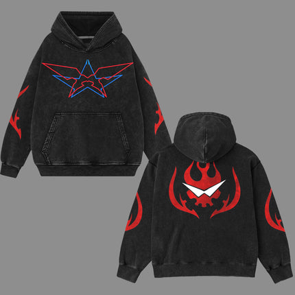 Simon Tengen Toppa Gurren Lagann ZIP Washed Hoodie 100% Cotton