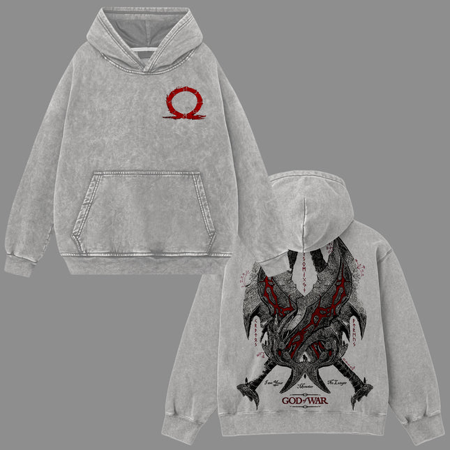 Blade of Chaos Kratos God of War Washed T-Shirt,Washed Hoodie 100%