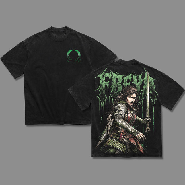 Freya God of War Ragnarok Washed T-Shirt, Washed Hoodie 100%
