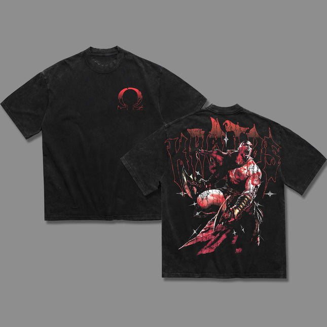 Kratos God of War Washed T-Shirt,Washed Hoodie 100%
